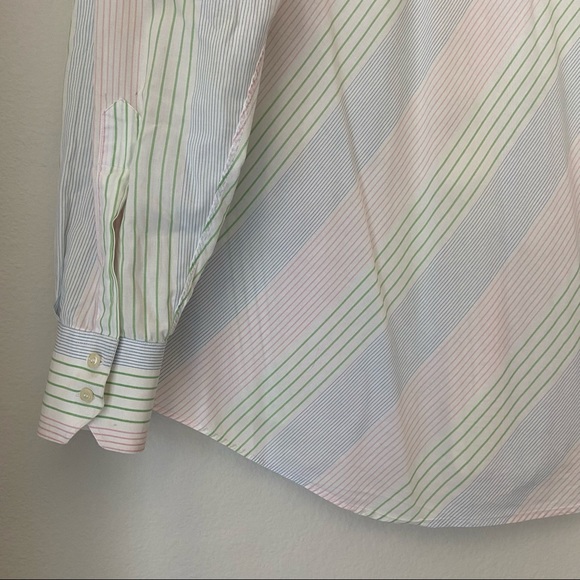 🆕 Ted Baker Button Down Dress Shirt - White w/ Pastel Stripes - Picture 6 of 10